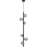 Telbix Elson 6 Light Pendant Black with Smoke Glass