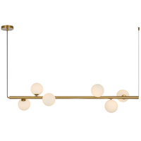 Telbix Elson 6 Light Pendant Antique Gold with Opal Matt Glass