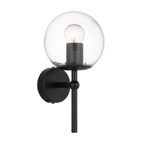 Telbix Eterna Black and Clear Glass Single Wall Light