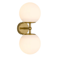 Telbix Eterna 2 Antique Gold and Opal Matt Glass Twin Wall Light
