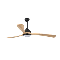 Fanco Sanctuary 52" DC Ceiling Fan with 20W CCT LED Light Black & Natural Timber