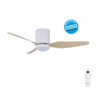 Fanco Studio Smart DC 48" Low Profile Ceiling Fan White with Beechwood blades & Light 