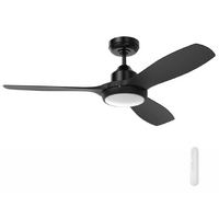 Mercator Raptor S 122cm DC Ceiling Fan with LED Light and Remote Black