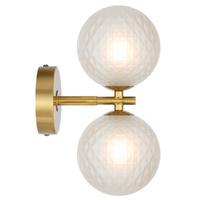 Telbix Felton 2 Light Wall Light Antique Gold with Frost Tear Glass