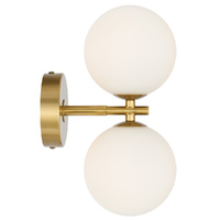 Telbix Felton 2 Light Wall Light Antique Gold with Opal Matt Glass