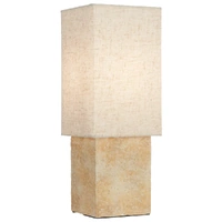 Telbix Fornos Table Lamp Beige Cast Stone and Fabric Shade