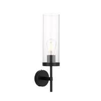 Telbix Garot Black and Clear Glass Wall Light