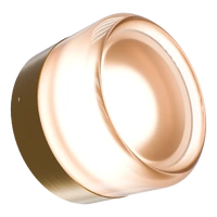 Calibo Gull Round Frosted Exterior Wall Light Brass