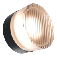 Calibo Gull Round Ribbed Exterior Wall Light Black