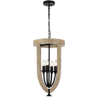 Telbix Hosley 4 Light Black and Timber French Provincial Pendant Light