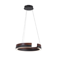 Havit Orah Walnut Timber with Black Aluminium 600mm Round Pendant