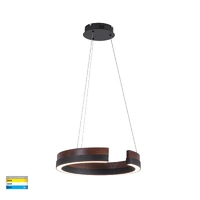 Havit Orah Walnut Timber with Black Aluminium 600mm Round Pendant