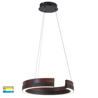 Havit Orah Walnut Timber with Black Aluminium 800mm Round Pendant