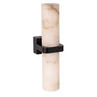 Havit Lighting Albast IP65 Up & Down Wall Light Black with Alabaster Glass