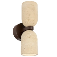 Telbix Kario Brown and Beige Travertine Twin Wall Light