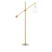 Telbix Kemi Antique Gold White Marble and Opal Glass Floor Lamp