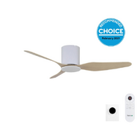 Fanco Studio 42" DC Ceiling Fan with Wall Control & Smart Remote White with Beechwood Blades