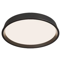 Calibo Kinglet 450mm Black 36W Tri Colour LED Ribbed Ceiling Light