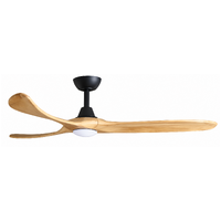 ThreeSixty Kirra 60 Inch DC Ceiling Fan Black with Natural Blades and 17W LED Light