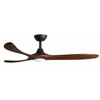 ThreeSixty Kirra 60 Inch DC Ceiling Fan Black with Walnut Blades and 17W LED Light