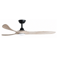 ThreeSixty Kirra 60 Inch DC Ceiling Fan Black with Washed Oak Blades and 17W LED Light