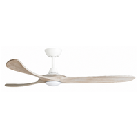 ThreeSixty Kirra 60 Inch DC Ceiling Fan White with Washed Oak Blades and 17W LED Light