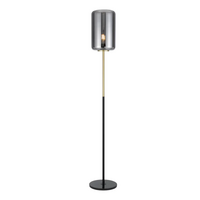 Telbix Korova Matt Brass White Marble and Smoke Glass Floor Lamp