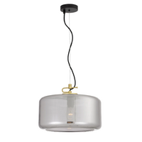 Telbix Korova 40cm Matt Brass and Smoke Glass Large Pendant Light