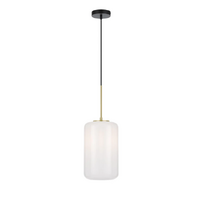 Telbix Korova 30cm Matt Brass and Opal Glass Medium Pendant Light