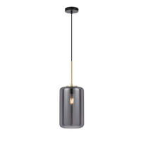 Telbix Korova 30cm Matt Brass and Smoke Glass Medium Pendant Light