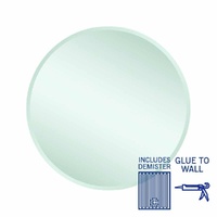 Thermogroup Ablaze Kent 700mm Round Glue-to-Wall 18mm Bevel Edge Mirror with Demister