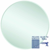 Thermogroup Ablaze Kent 900mm Round Glue-to-Wall 18mm Bevel Edge Mirror with Demister
