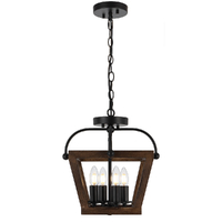 Telbix Lacota 4 Light Black and Walnut Close to Ceiling Light