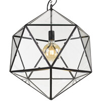 Telbix Lazlo 50cm Black and Clear Glass Solid Brass Pendant Light