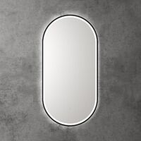Aulic Beau Monde 450mm Matte Black Tri Colour Dimmable LED Bathroom Mirror