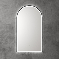 Aulic Canterbury 500mm Matte Black Tri Colour Dimmable LED Bathroom Mirror