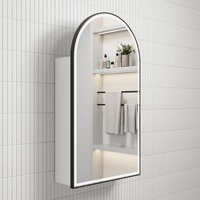 Aulic Canterbury LED Shaving Cabinet White Matte Black Frame 500mm