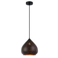 CLA Marrakesh Black Ellipse Pendant Light with Gold Interior
