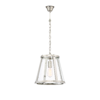MDA Lauren Medium 33cm Glass Pendant Polished Nickel