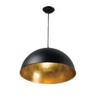 MDA Newport Medium 50cm Dome Pendant Light Black/Gold Leaf
