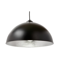 MDA Newport Medium 50cm Dome Pendant Light Black/Silver Leaf