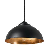 MDA Newport Small 34cm Dome Pendant Light Black/Copper Leaf
