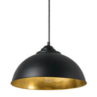 MDA Newport Small 34cm Dome Pendant Light Black/Gold Leaf