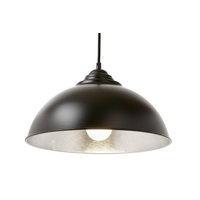 MDA Newport Small 34cm Dome Pendant Light Black/Silver Leaf