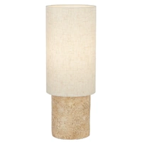 Telbix Minra Table Lamp Beige Cast Stone and Fabric Shade