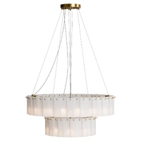 Calibo Mirage Brass and Alabaster 28 Light E14 Tiered Round Pendant Light