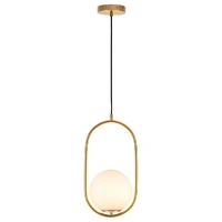 Mercator Ava 1 Light Pendant Brass Opal Glass