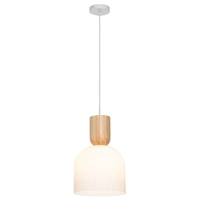 Mercator Mackenzie Pendant Light White Ribbed Glass