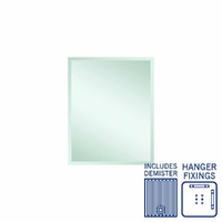Thermogroup Ablaze Montana 600 x 750mm Rectangular Hanger Mount 25mm Bevel Edge Mirror with Demister