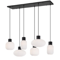 Telbix Nori 6 Light Pendant Black and Opal Matt
